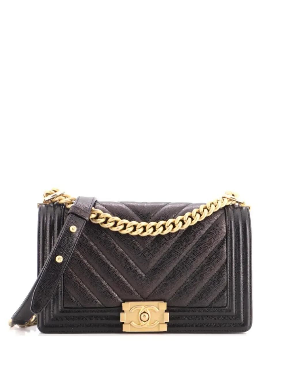 Chanel Boy Flap Bag Chevron Caviar Old #322629C40B